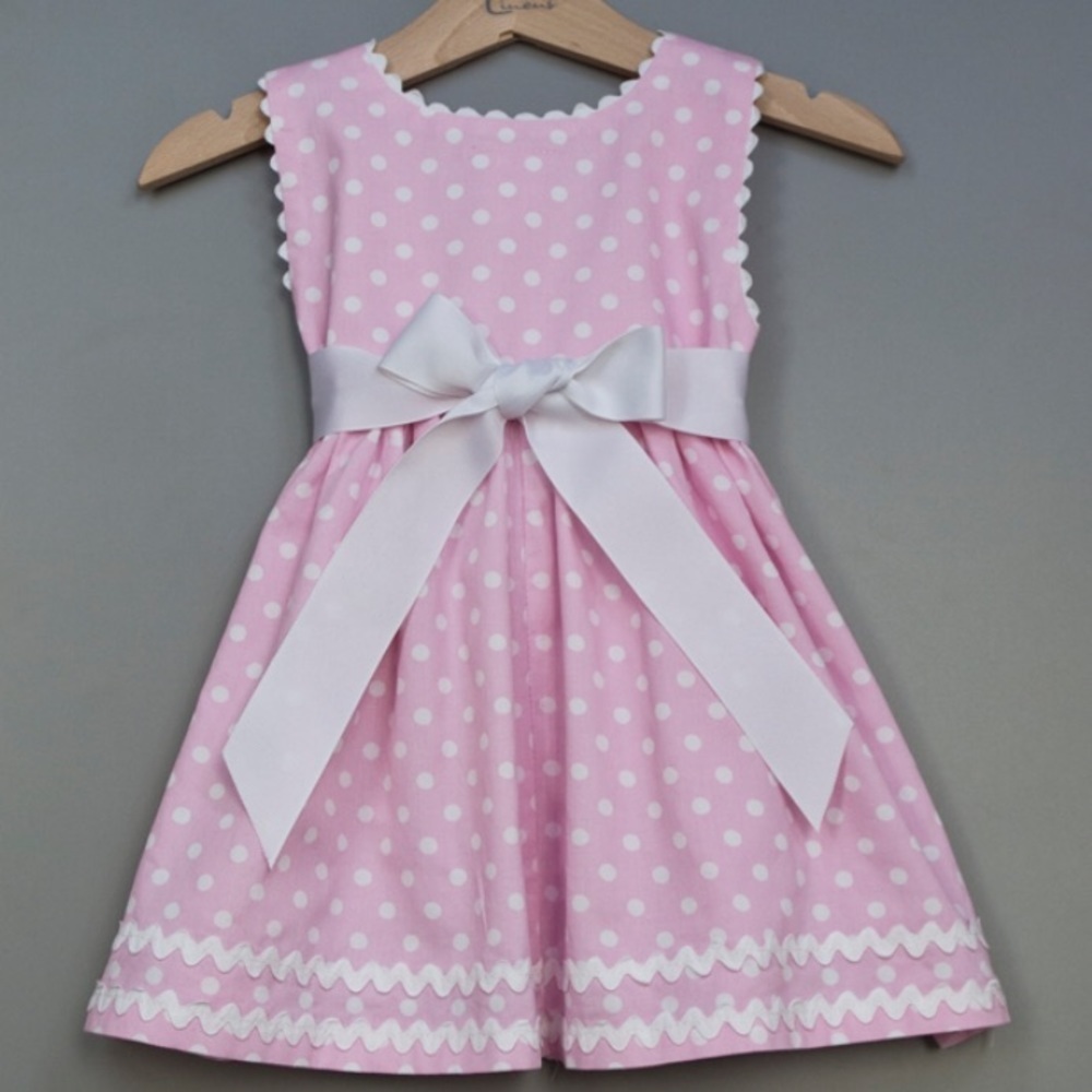 NWOT princess linens pink & white polka dot dress